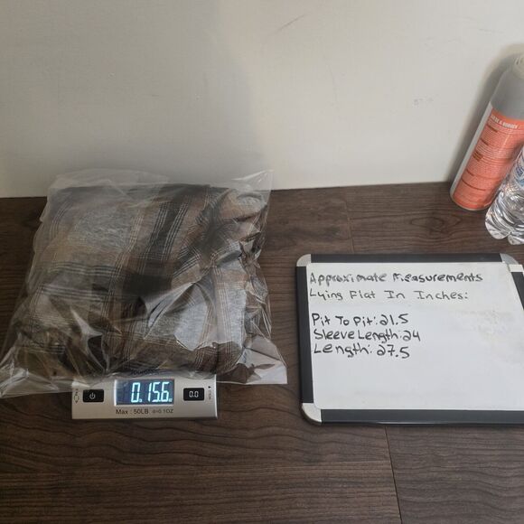 Express Shacket Men Small Shirt Jacket Button Up Plaid Gray Brown Lumberjack - Picture 9 of 9